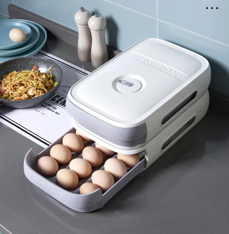 drawer eggs organizer box with lid storage egg holder refrigerator for kitchen organizer drawer egg tray kitchen gadget sets free global shipping