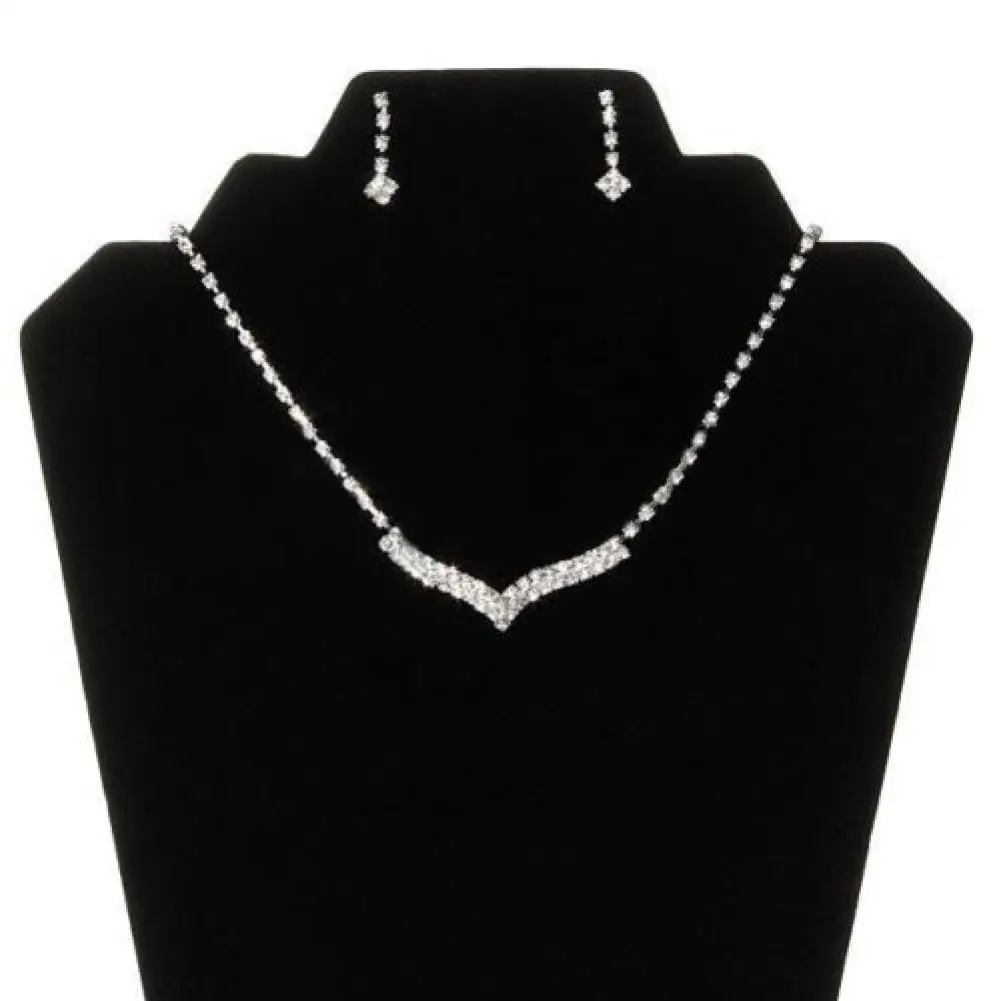 

Fashion Women Lady Rhinestone Stud Earring Necklace Wedding Bridal Jewelry Set