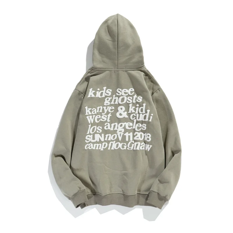 

2021 Kanye West Pullover Fleece Hoodies Kendall Jenner Print Sweatshirt Stranger Things Foaming Printing Hoodies Streetwear Men