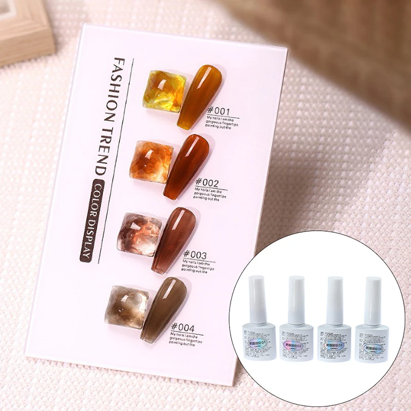 

4 Colors Arrival Amber UV Gel Nail Polish Ice Shining UV Gel Polish Nail Art Gel