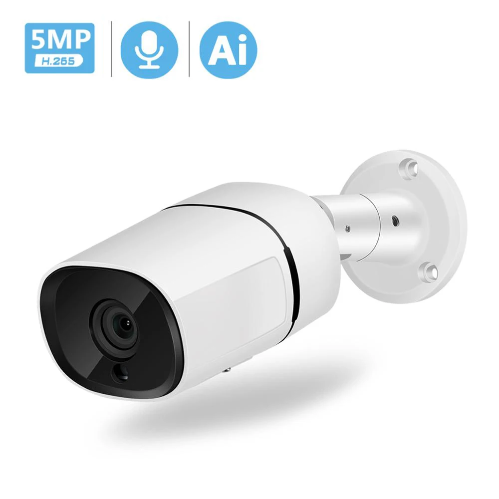 

BESDER H.265 5MP IP Camera PoE Outdoor Bullet Security Camera Two -Way Audio AI Smart Humanoid Motion Detection Alart XMEye P2P