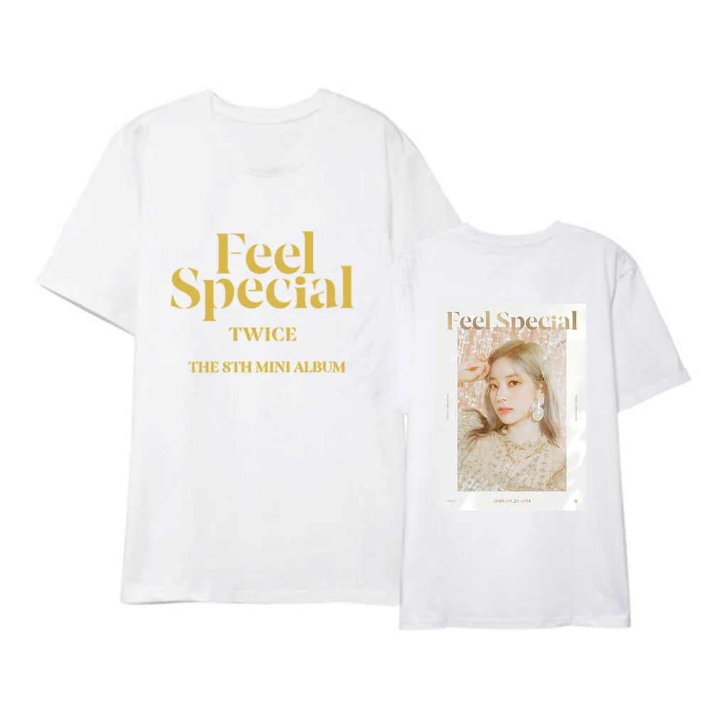 Kpop TWICE FEEL SPECIAL The 8th Mini Album Shirt Повседневная Свободная одежда в стиле хип-хоп футболка Топы с короткими рукавами футболка DX1219