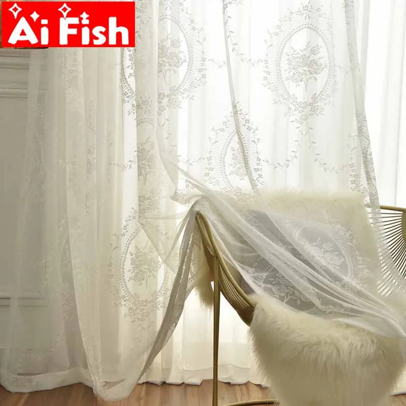 Белая кружевная марля дизайнерская занавеска в виде венка тюль для гостиной
