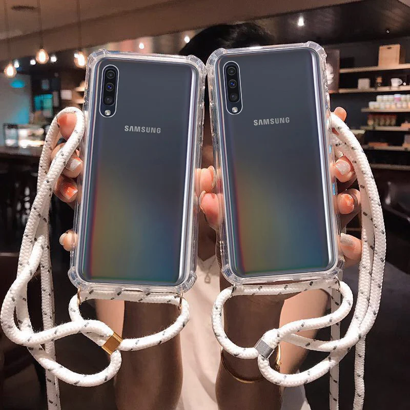 Ремень шнур цепи чехол для телефона samsung A50 A70 A40 A10 A20 A30 M20 M30 Цепочки и ожерелья