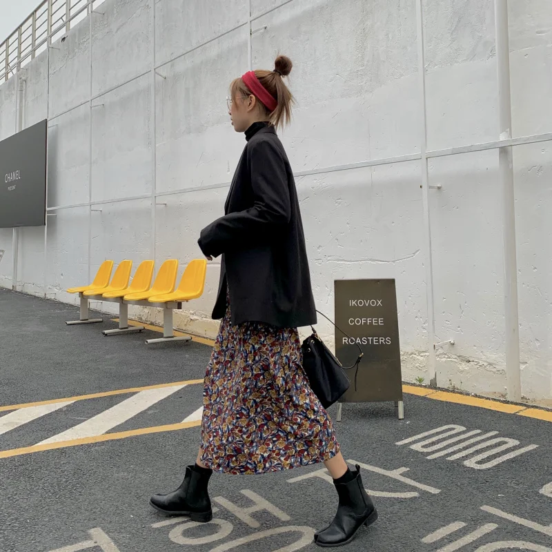 

NEW Floral Print Women Skirt High Waist Spring Summer Female Midi Holiday Ladies Bottoms