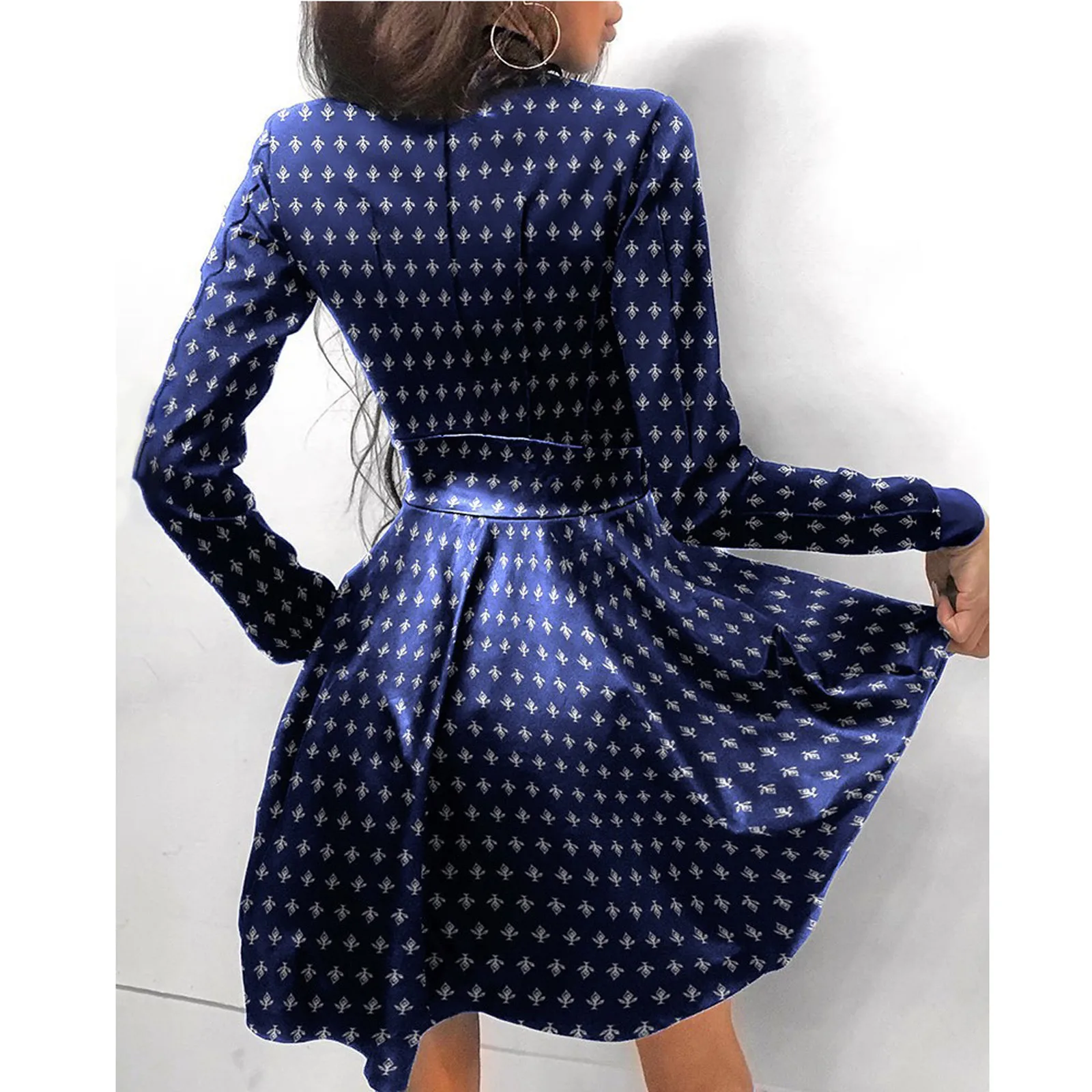 

Women's Dresses 2021 Spring Autumn Solid Short Skirt Zipper Fashion High Neck Print Sexy Mini Dress Long Sleeves