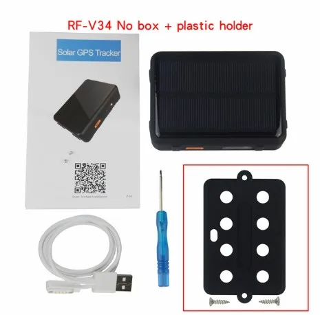nobox Plastic Holder 9000 мАч солнечной энергии Овцы корова скот Смарт GPS трекер RF-V34 анти-Дистанционная сигнализация SOS низкая батарея сигнализация/SIM карта изменение - Цвет: nobox Plastic Holder
