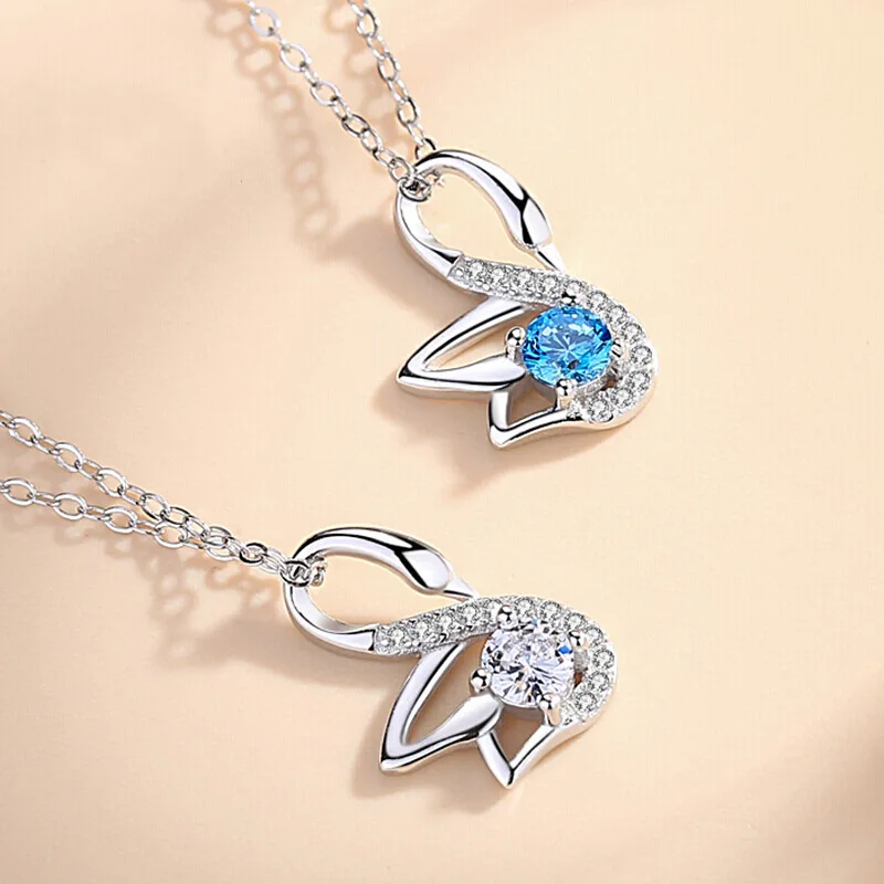 

925 Sterling Silver Diamond Jewelry 3A Zircon Crystal Swan Pendant Necklace for Women Fashion Wedding Party Gift Fine Jewelry