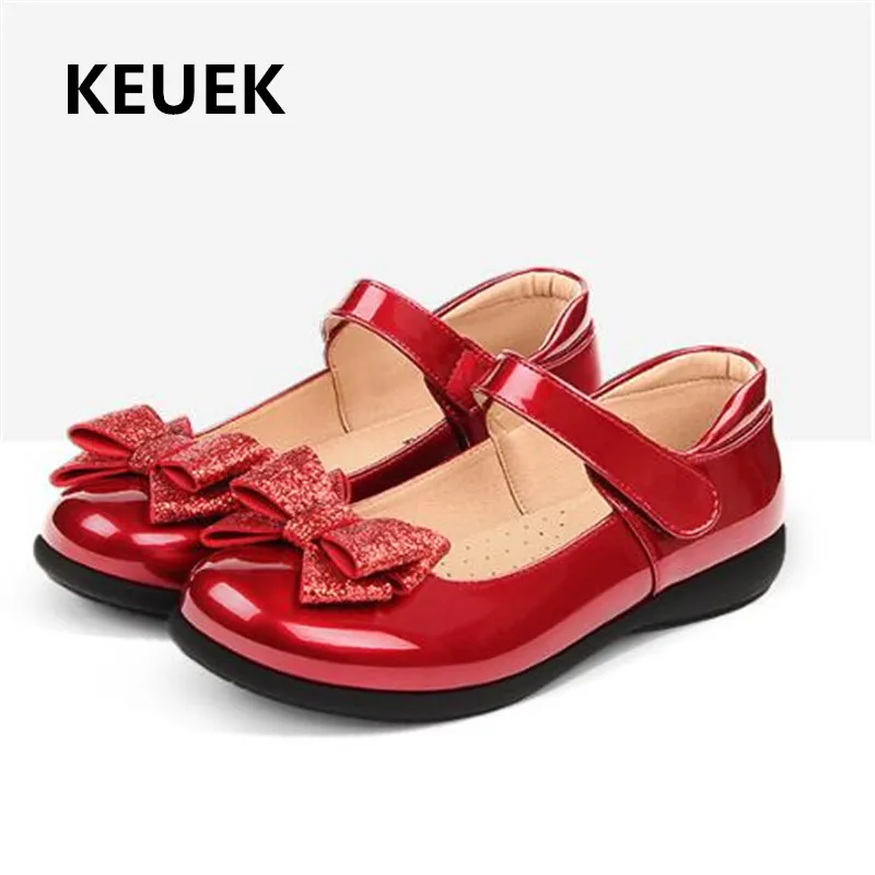 

New Girls Leather Shoes Black Spring/Autumn Kids Student Performance Fashion Soft bottom Baby Princess Toddler Flats Kids 019