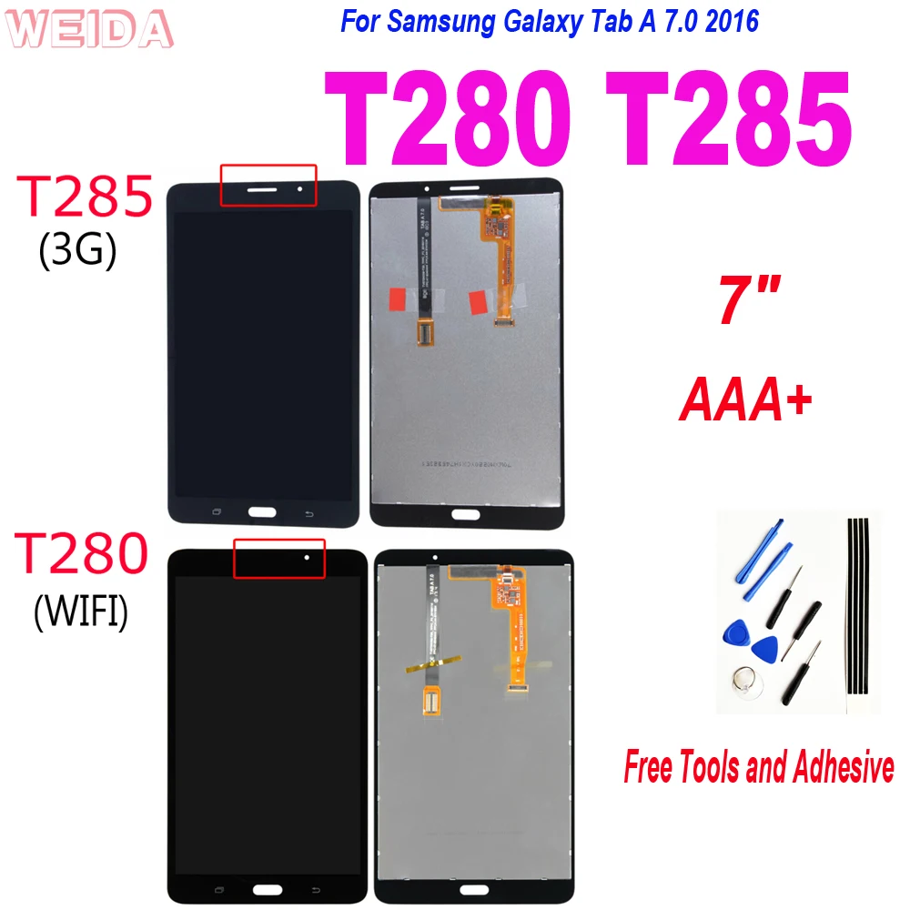 

New 7" LCD For Samsung Galaxy Tab A 7.0 2016 SM-T280 SM-T285 LCD Display Touch Screen Digitizer Assembly for T280 WIFI /T285 3G