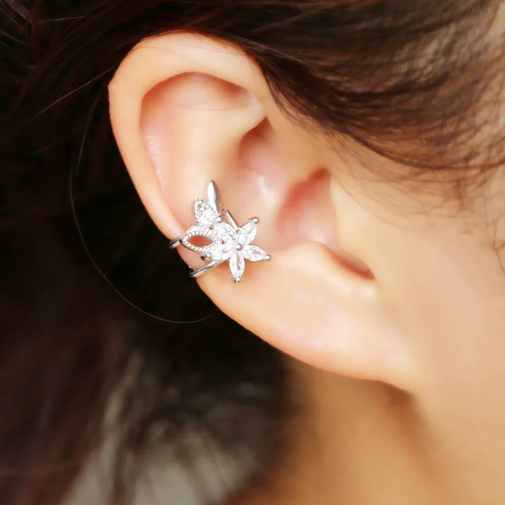 Женские серьги-манжеты из серебра 100% пробы с фианитами | Украшения и аксессуары