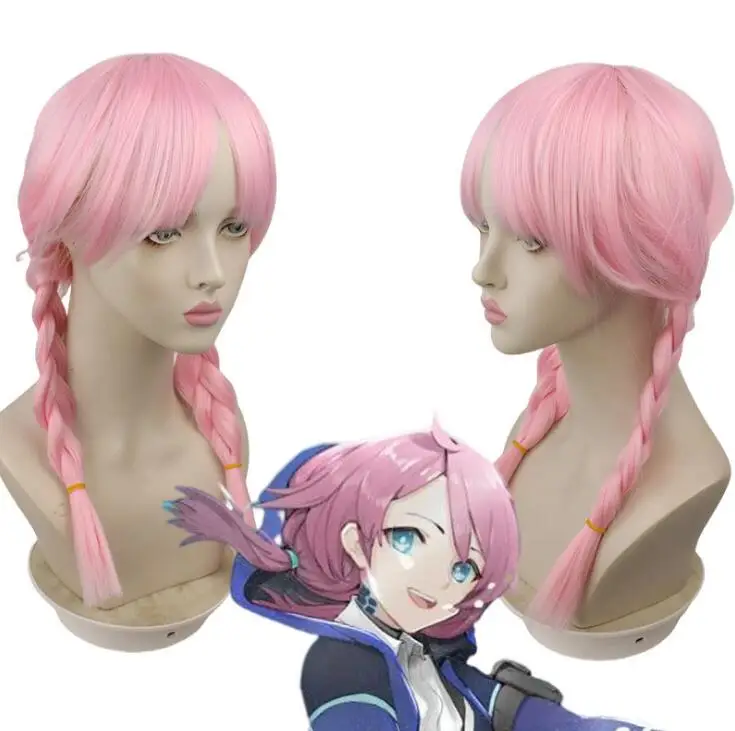 

48cm Arknights Blue Poison Wig Women Girl Braid Wig Hair Pink Wig Cosplay Anime Cosplay Wigs Heat Resistant Synthetic Wigs Hair