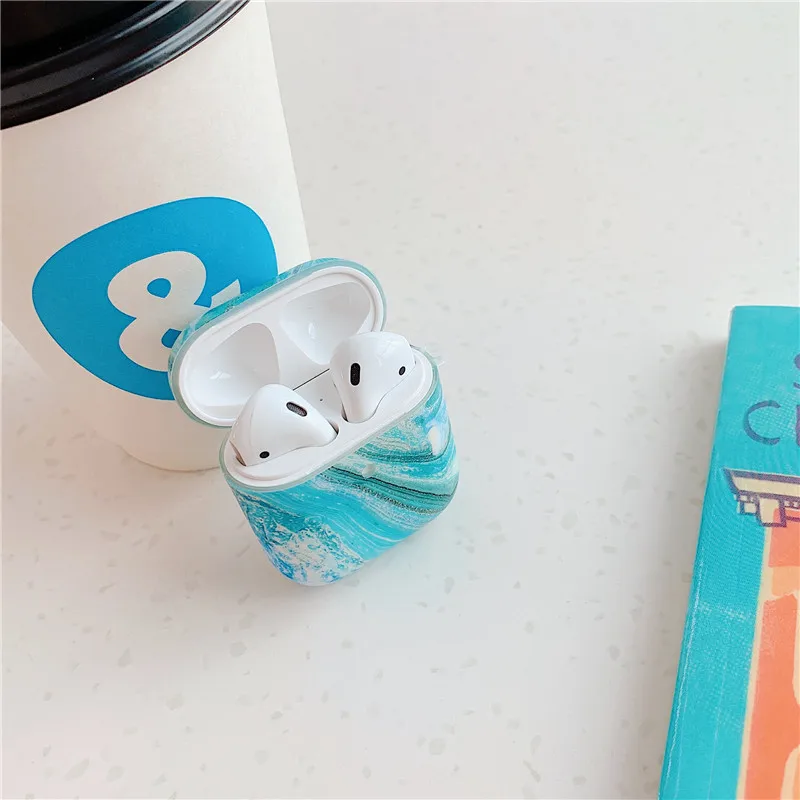 Роскошный чехол с мраморной текстурой океанских волн для Apple Airpods, силиконовый защитный чехол для наушников с Bluetooth для Airpods Pro/2/1