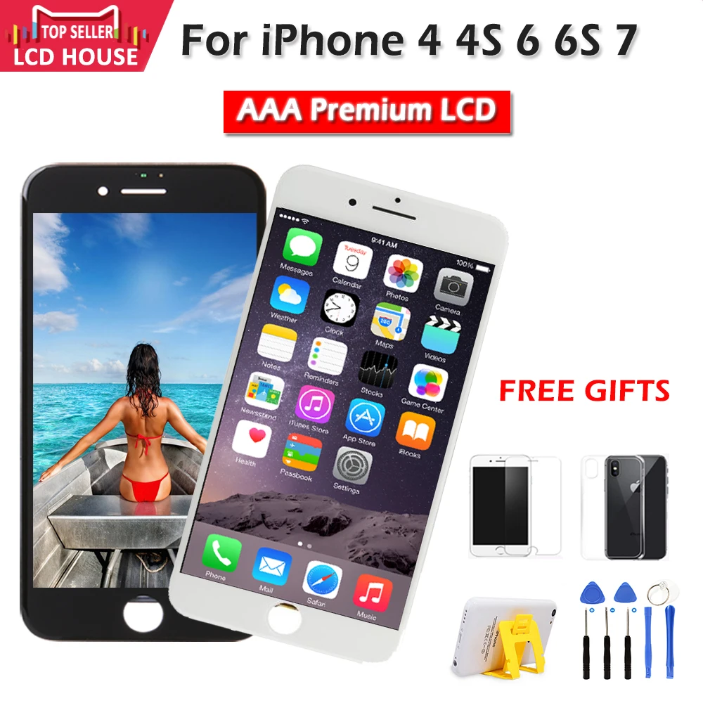 ЖК дисплей для iPhone 4 4S 6S 7 экран 3D сенсорный дигитайзер полная сборка сменные