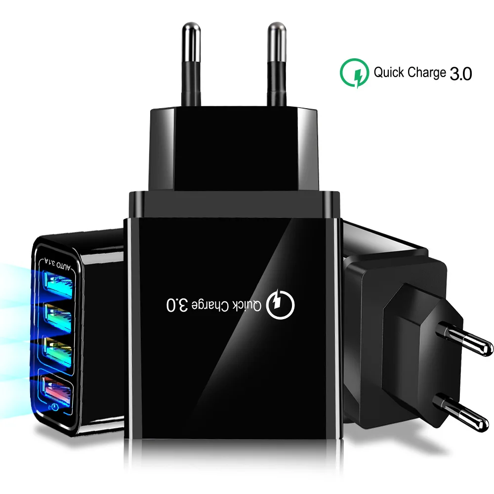 48 Вт быстрое зарядное устройство 3,0 4 порта USB зарядное устройство для samsung iPhone 7 8 huawei P30 Tablet QC 3,0 быстрое настенное зарядное устройство США ЕС Великобритания штепсельный адаптер