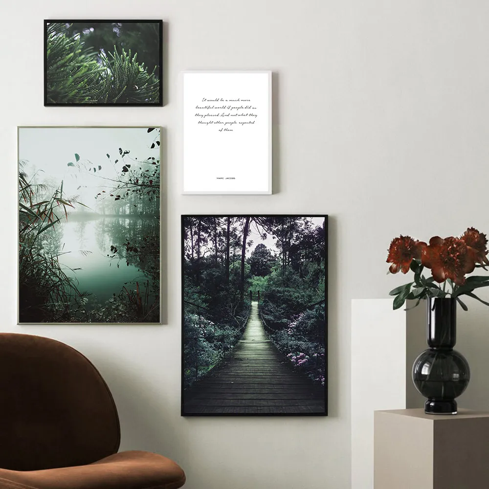 Зеленые листья Настенная картина с ландшафтом Печать Живопись Художественная