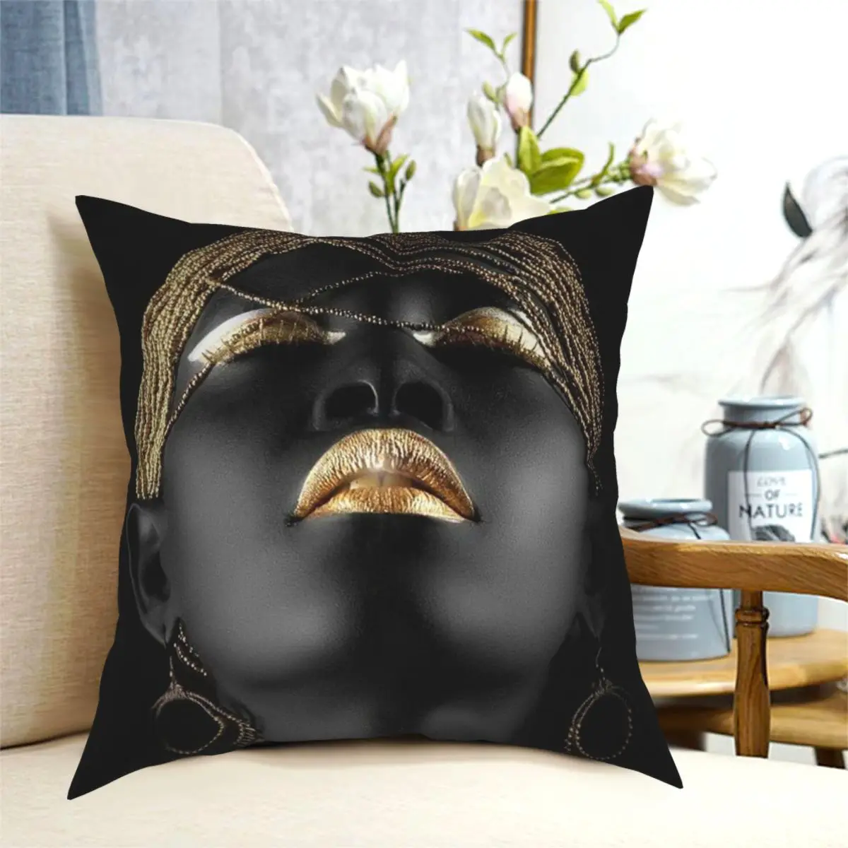 

Квадратный чехол для подушки в африканском стиле, креативный декоративный чехол на молнии для диванной подушки, 18 дюймов