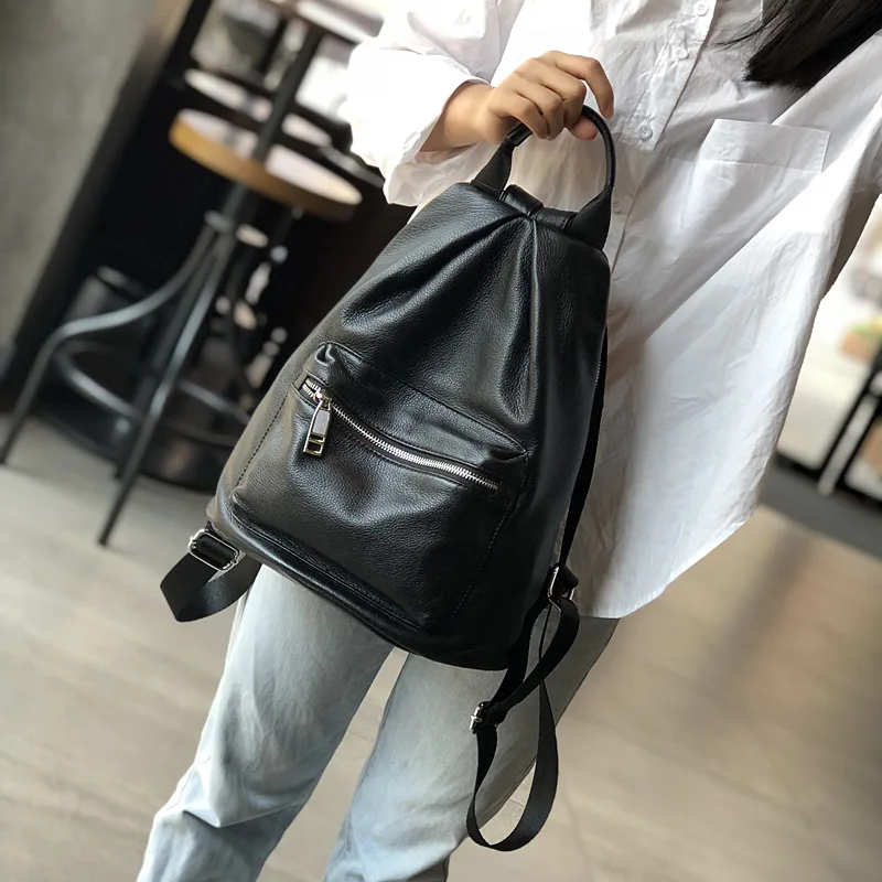 Backpack Women Genuine Leather Shoulder Bag Cowhide Travel Bag College School Bag Casual Fashion High Quality Lager Capacity