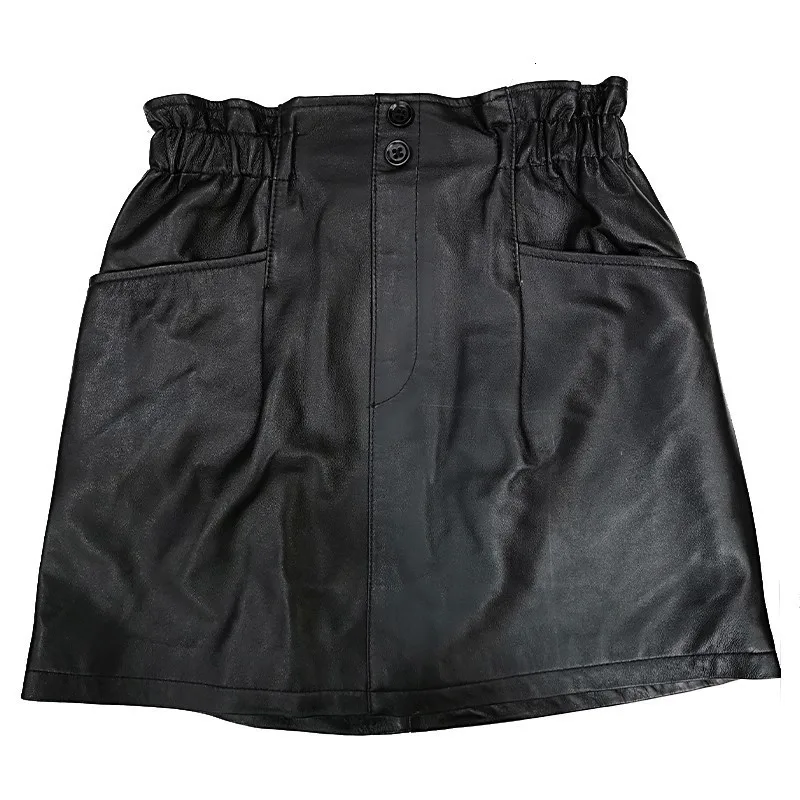 

New women's leather skirt real size elastic relaxed fashion South Korean fashion women's leather sheepskin Sexy Mini Skirt