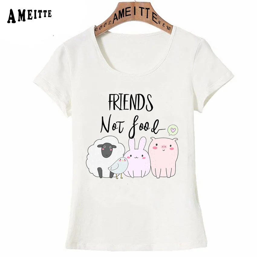 Веганских материалов вегетарианец друзья не еда принт футболка женская летняя с