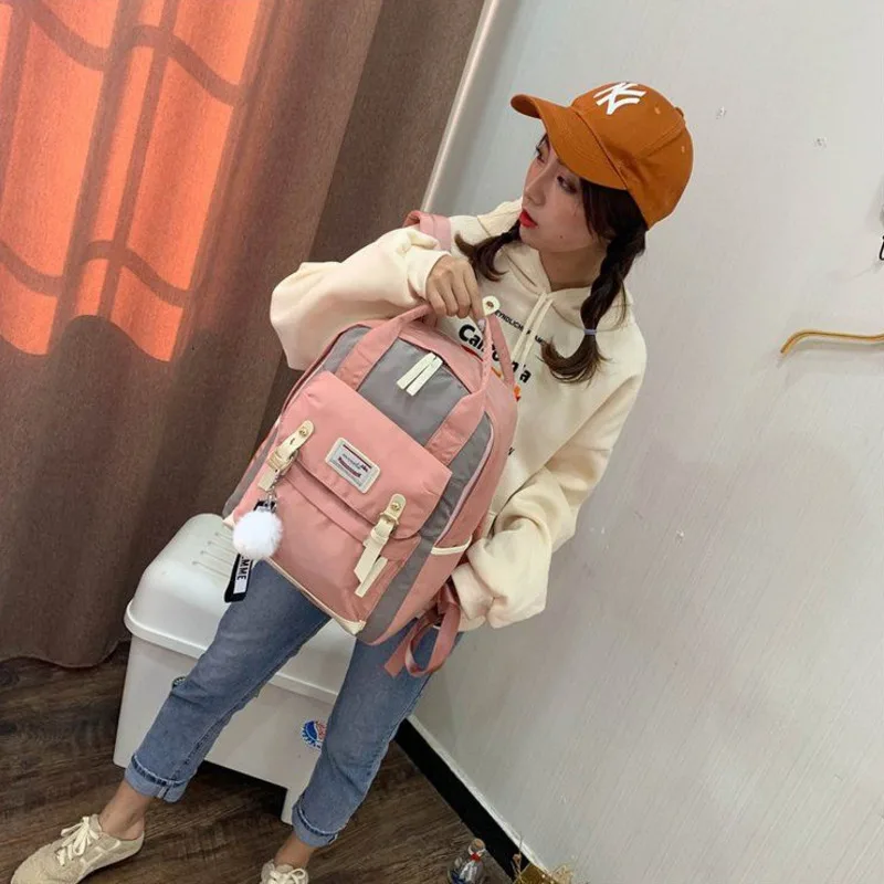 

Schoolbag Female Student Korean Campus Harajuku INS Backpack Simple Casual Hip-hop Style Female Solid Color Backpack