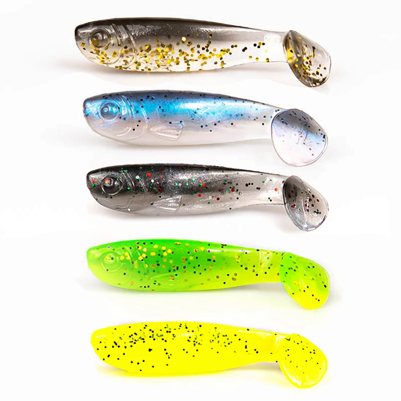

20pcs/lot 55mm soft lures T tail Soft Swimabait wobblers Fishing Lure Easy shine Silicone Artificial bait for bass Fish