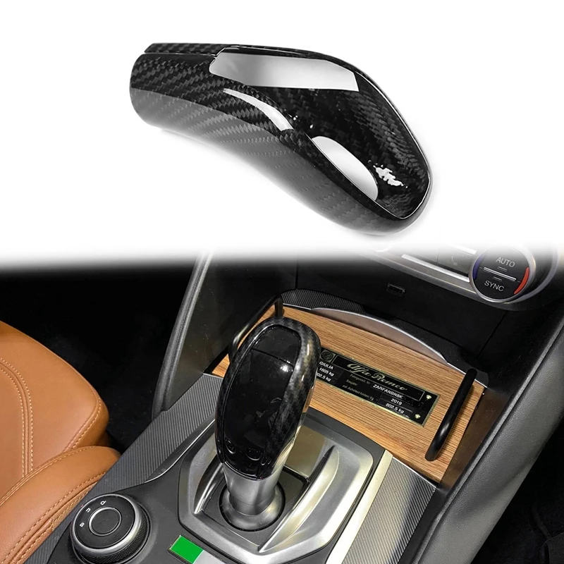 

Car Carbon Fiber Gear Shift Knob Head Cover Sticker Trim for Alfa Romeo Giulia Stelvio 2020-2021 Shift Knob Cover Trim