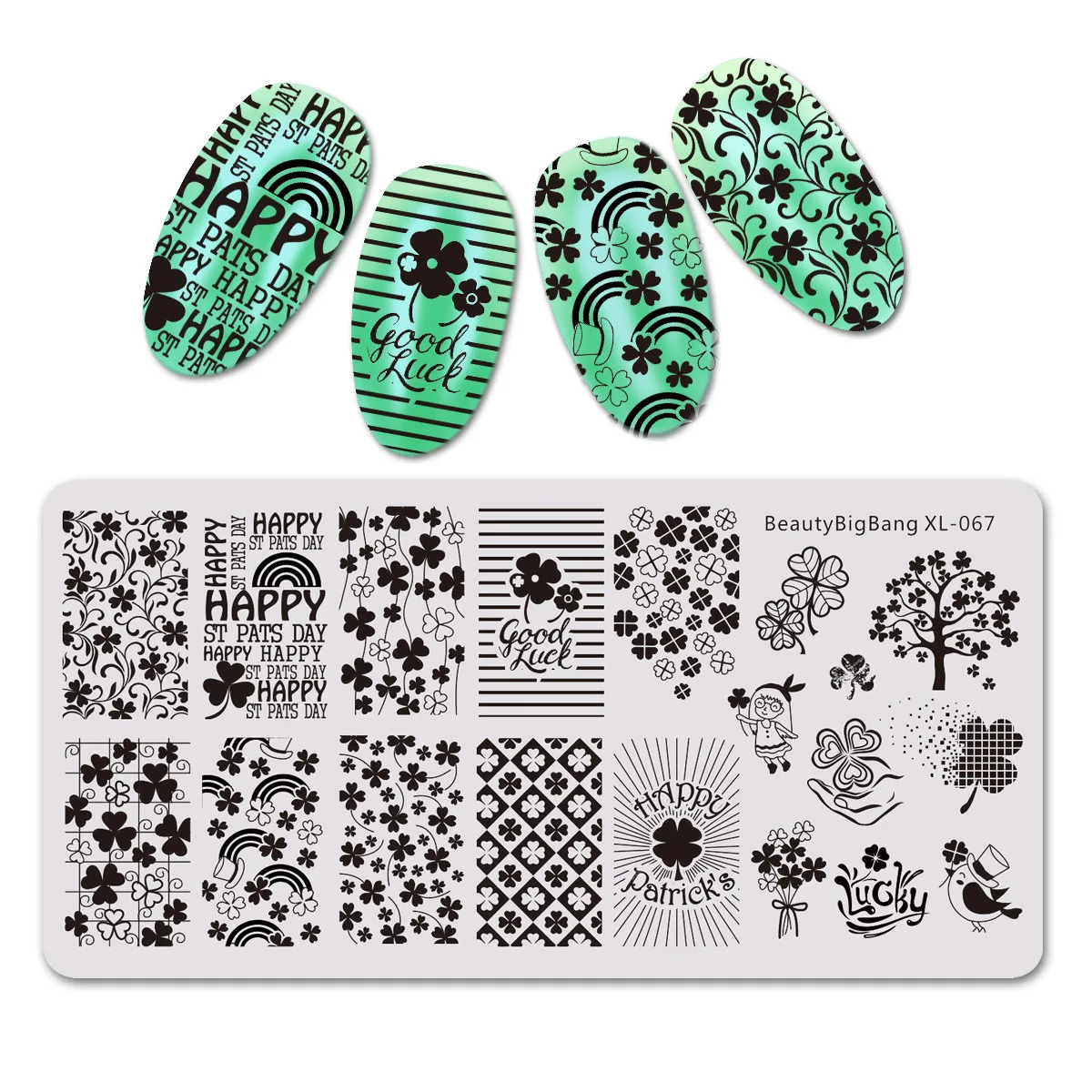 

BeautyBigBang 6*12cm Rectangle Nail Art Stamping Plates Autumn Leaf Pattern Nail Stamp Templates Image Manicure Plate Stencils