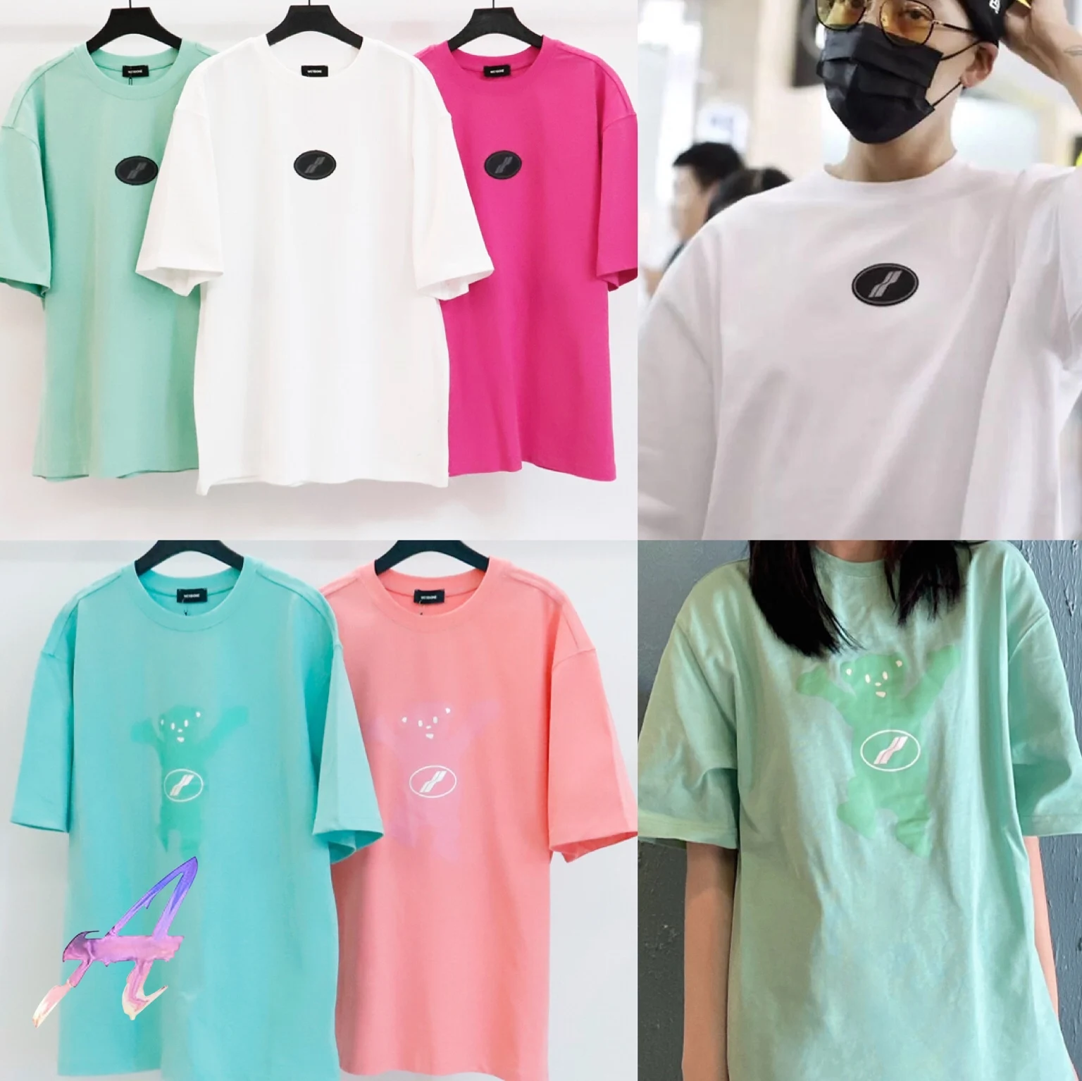 

We11done T-shirt Summer Welldone Zipper Pink Teddy Bear T-shirts Casual Loose We11 Done T-shirt Fashion Welldone Top Tees