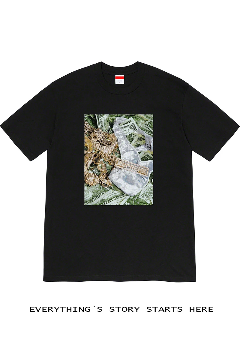 

Supreme 20SS Bling Open Season US Gold Diamond Pattern Printing Short-sleeved Men's and Women's T-shirt Trend Tee
