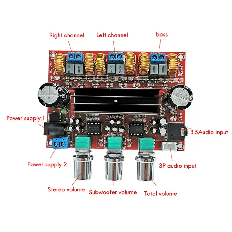 Цифровой усилитель мощности TPA3116D2 плата DC12-24V 2X50W + 100W высокая мощность 2 1 каналов