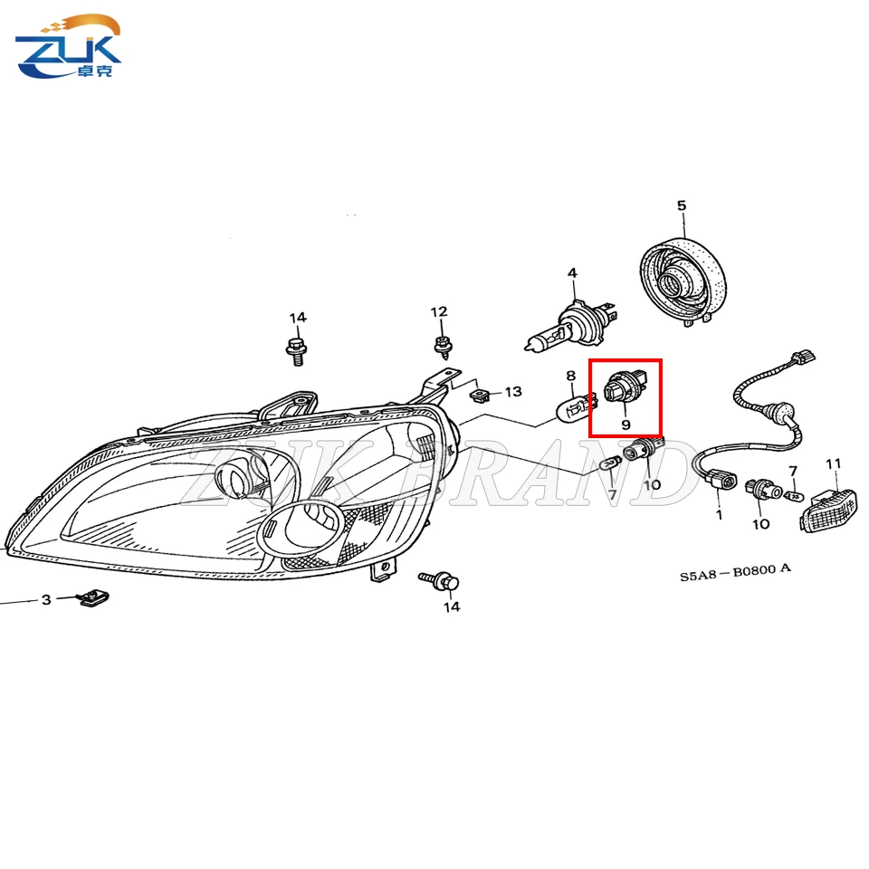 Фото Светильник ZUK с отражателем T20 S, для HONDA CIVIC CRV ELYSION INSIGHT STREAM, подходит для салона автомобиля RL TL RDX 33303-S5A-003 №2