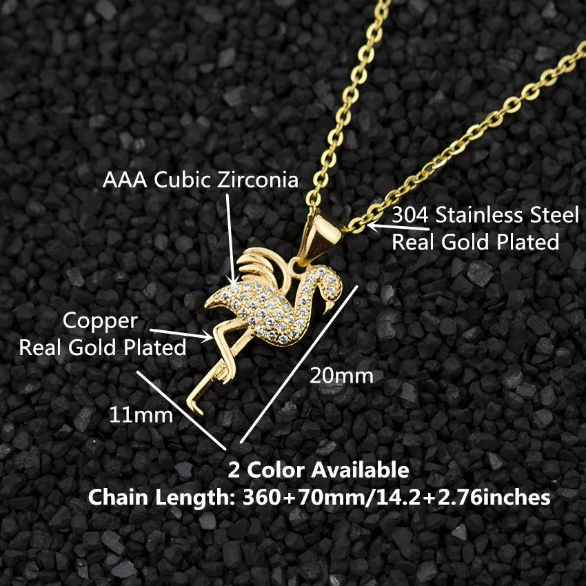 Золотое классическое ожерелье с фламинго женская мода популярное очарование