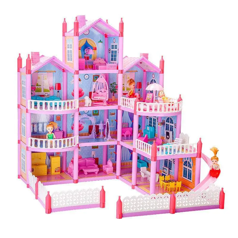 children montessori house 3d assembled lighting diy manual doll house villa set princess castle girls puzzle toy birthday gift free global shipping