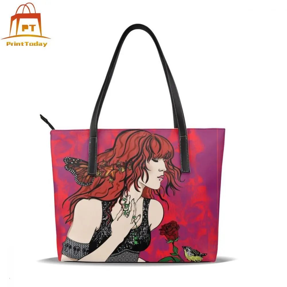 

Red Rose Handbag Red Rose Top-handle Bags Teen Large Leather Tote Bag Woman Shopper Trend Women Handbags