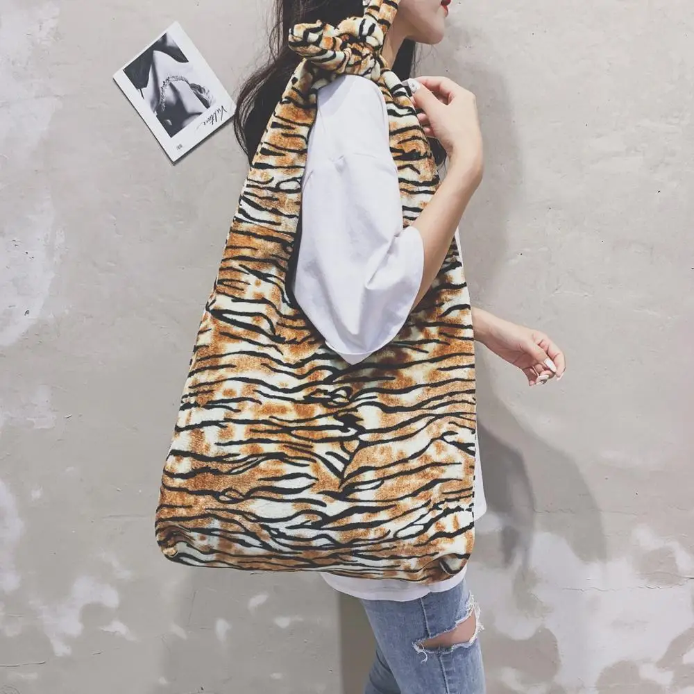 Модные шерстяные сумки-тоут с леопардовым рисунком тигра женские сумки большой