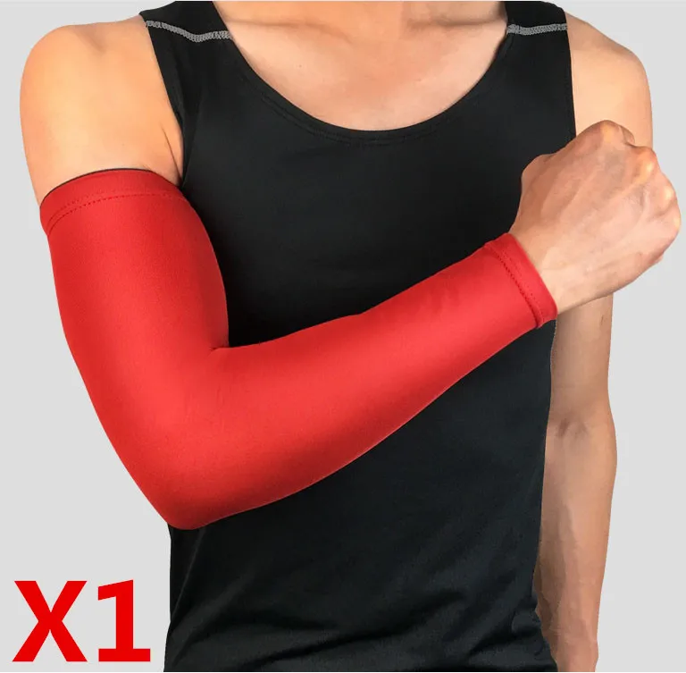 1 piece red Баскетбольные нарукавники, велосипедные гетры для альпинизма, компрессионные налокотники, солнцезащитные УФ-защитные волейбольные Налокотники - Цвет: 1 piece red