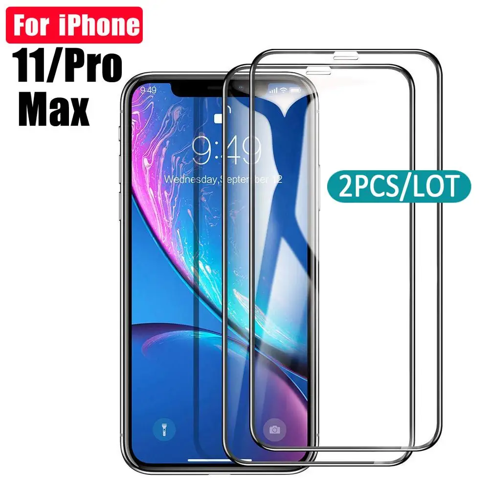 2 шт закаленное стекло для iphone 11 протектор экрана apple pro max Защитная стеклянная