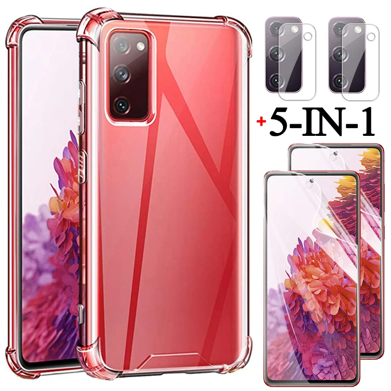 5-в-1 гидрогелевая пленка + чехлы для телефона samsung s21 plus galaxy note 20 ultra case s20 fe чехол нот