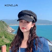 new retro berets for womens spring summer sunhat net female navy hat fashionable casual octagonal hat casual newsboy hat