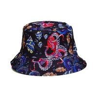 ldslyjr cotton cartoon octopus print bucket hat fisherman hat outdoor travel hat sun cap hats for men and women 349