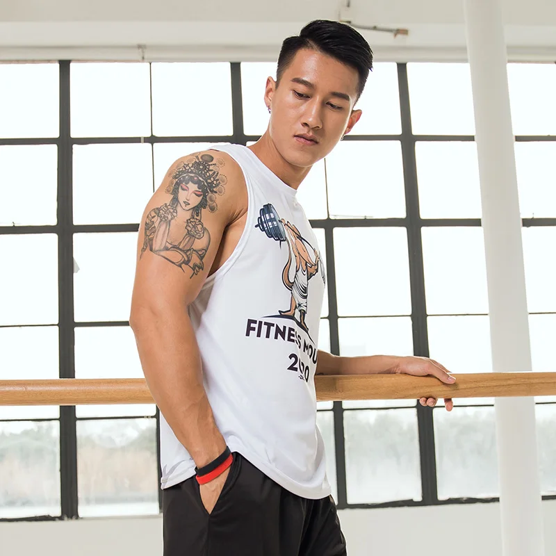 2020 Summer Muscle Mouse Sleeveless Men Tank Top Male Bodybuilding Clothes GymQuick Drying Vest Fitness Singlets tops | Мужская одежда
