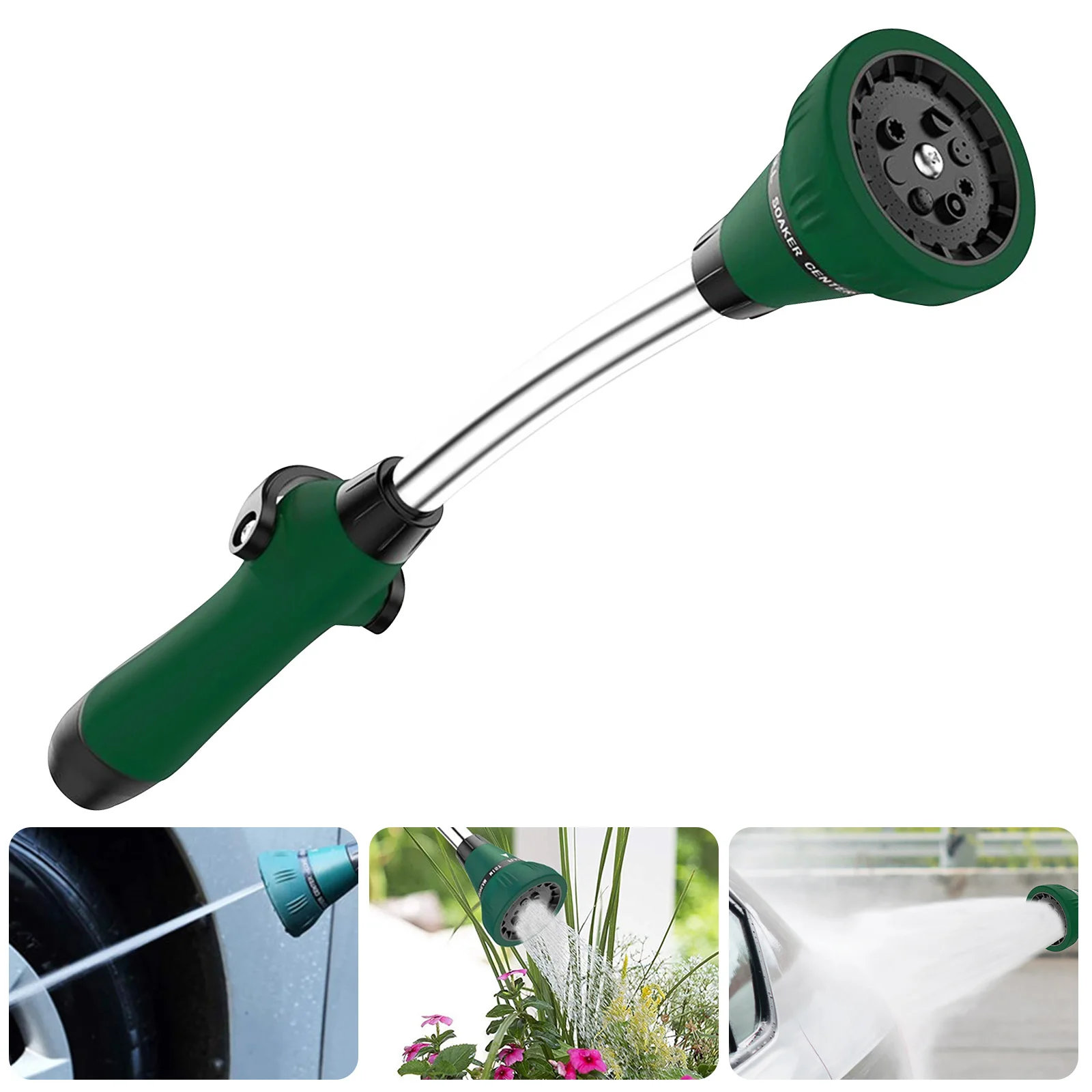 

Garden Watering Wand 15 Inch Adjustable Gardening Hose Nozzle Sprayer with Thumb Control Shut Off Valve for Outdoor Car Washing