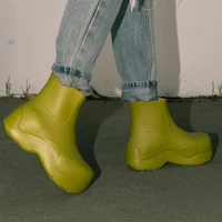 women modern fashion design boots waterproof solid eva rainy boot platform flat non chunky heel sole ladies sexy shoes whosale