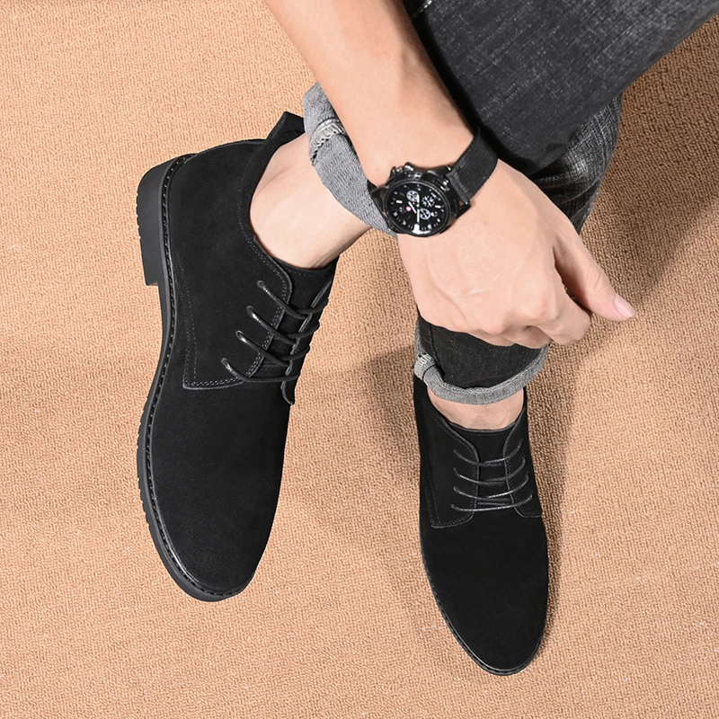 

Men's High Top Breathable Suede Casual Shoes for Men Solid Color Work Shoes Boots Men Fashion Outwear Shoes