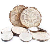 1pcs 6 15cm thick natural pine round unfinished wood slices circles with tree bark log discs diy crafts wedding party painting