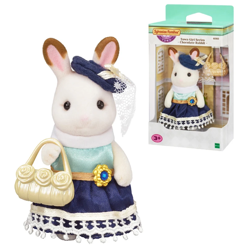 S01 Sylvanian Families Town Girl серия шоколадный кролик сестренка кукольный домик пушистая игрушечная кукла Фигурка 6002