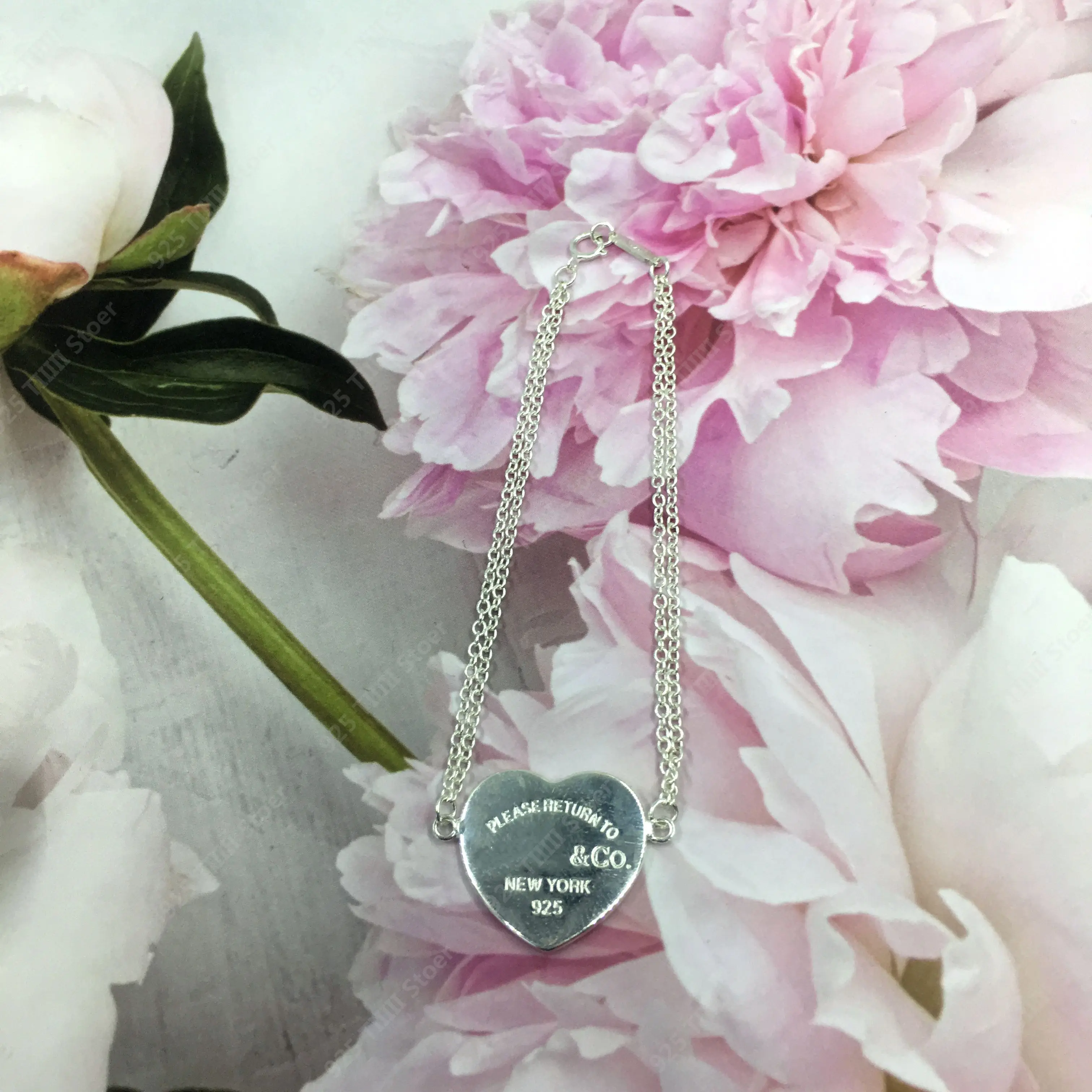 

Ms S925 pure silver heart love bracelet, classic and elegant, high quality jewelry, gifts, the original 1:1