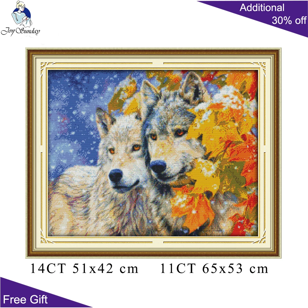 Набор для вышивки крестиком Joy Sunday Wolf Brother Kiss Spirit D368 D420 D519(2) D780(3) Домашний декор с