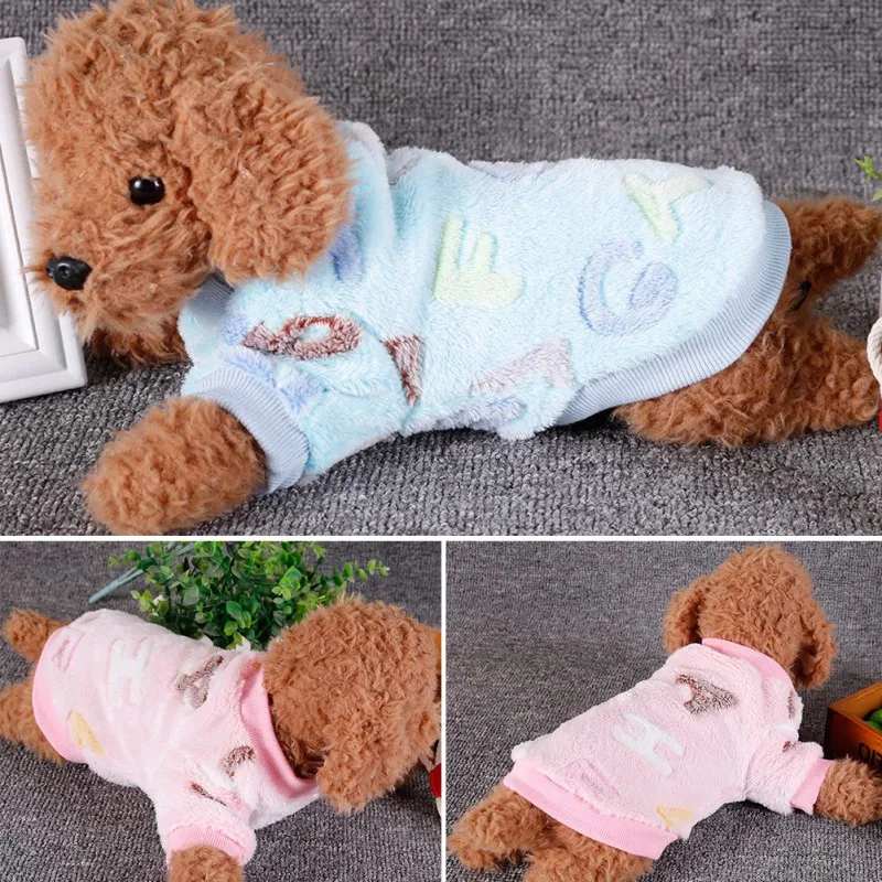 Милая флисовая домашняя одежда для собак на осень и зиму теплая сна с буквами